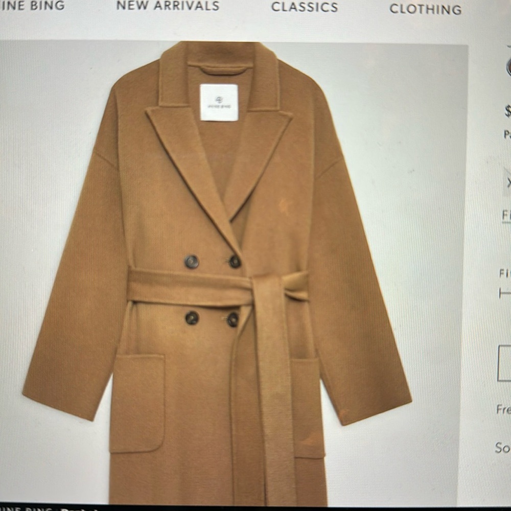 NWT Anine Bing Dylan coat Cashmere and wool